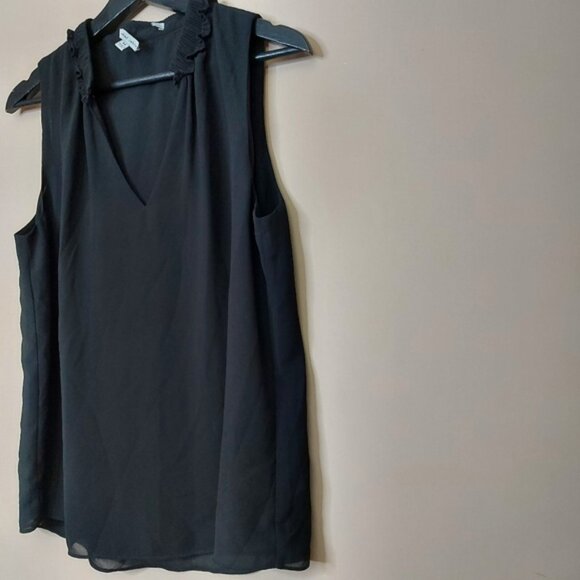 Naked Zebra v neck sleeveless blouse with ruffle detail at the neckline medium - Picture 3 of 7